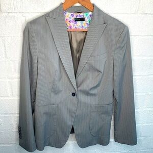 Stile Benetton United Colors Of Benetton Gray Striped Blazer Jacket sz 46